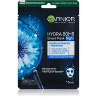 Maseczki do twarzy - Garnier HYDRA BOMB Tissue Mask Night - Super Hydrating + Repairing - Nawilżająca maska do skóry zmęczonej na noc - miniaturka - grafika 1