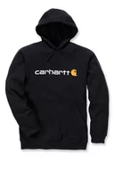 Bluzy sportowe męskie - Bluza męska z kapturem Carhartt Midweight Signature Logo Sweatshirt 001 czarny - miniaturka - grafika 1