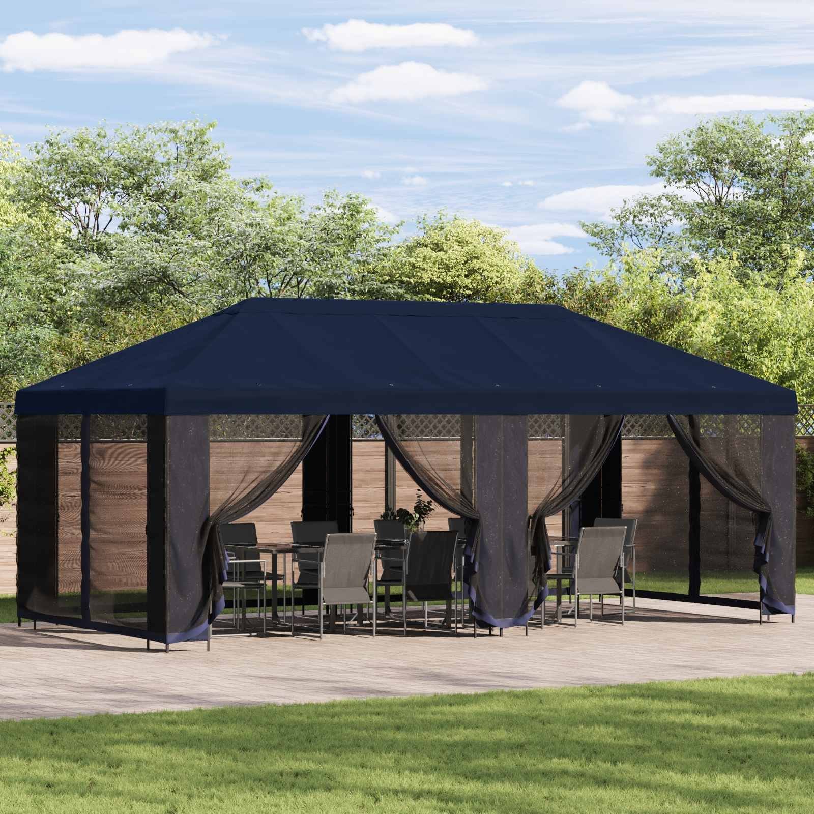 vidaXL Altana z bokami 6 x 3 m niebieski Poliester i Stal 190