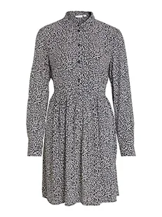 Vila Damska koszulka Vifini L/S Su-Noos Dress, Black/Aop: lilia, 42 - Koszulki i topy damskie - miniaturka - grafika 1