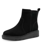 Kozaki damskie - TAMARIS Damskie buty Comfort Boot Flat Półdługie kozaki, Black Suede, 36 EU, czarny zamsz, 36 EU - miniaturka - grafika 1