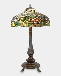 Lampa Witrażowa w Stylu Tiffany Bujne Kolorowe Kwiaty - Lampy stojące - miniaturka - grafika 1