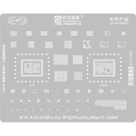 Części serwisowe do telefonów - Metalowe sito AMAOE U-IP12 0.12 mm szablon do reballingu / naprawy procesora A18/A18 Pro do iPhone z serii 16 - miniaturka - grafika 1