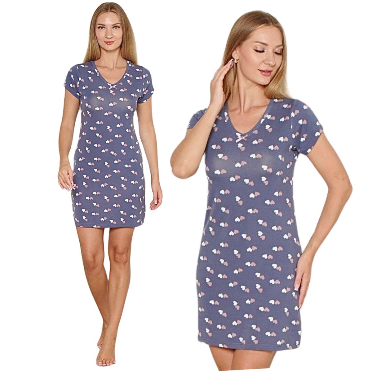 KOSZULA NOCNA DAMSKA MORELLA Z WISKOZY WISKOZA KRÓTKI RĘKAW LETNIA KRÓTKA NA LATO KOBIECA SERDUSZKA XXL