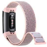 Akcesoria do smartwatchy - opaska pasek bransoleta NYLON Fitbit CHARGE 5 / 6 pudrowa - miniaturka - grafika 1