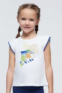 Koszulki dla dziewczynek - Mayoral t-shirt bawełniany dziecięcy kolor niebieski - grafika 1
