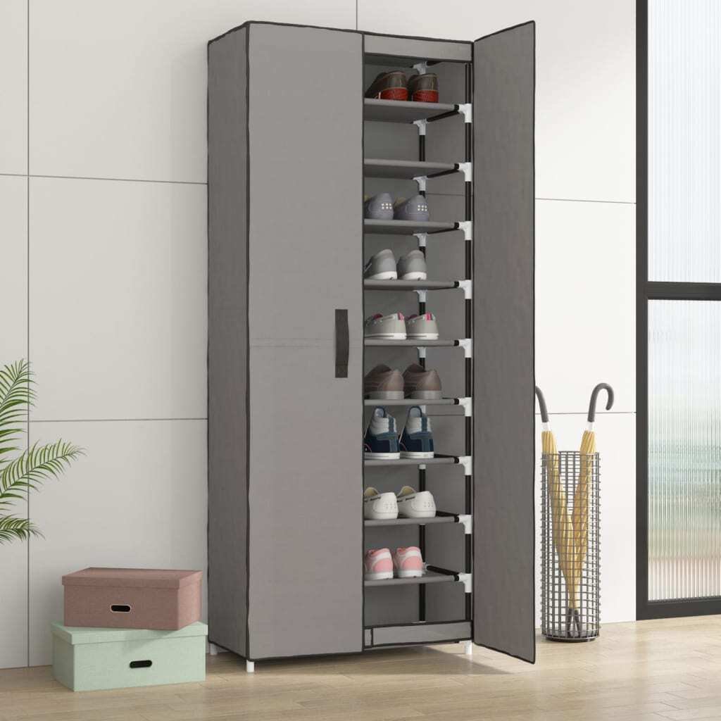 Szafka na buty szara 60x30x166 cm tkanina