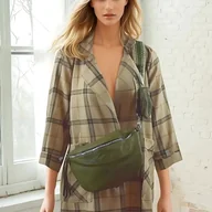 Torebki damskie - Torebka damska Nerka z portfelikiem i paskiem azteckim zielona - miniaturka - grafika 1