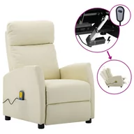 Fotele - vidaXL Lumarko Rozkładany fotel masujący, elektryczny, kremowy, ekoskóra 3073664 - miniaturka - grafika 1