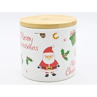 Pojemniki kuchenne - Pojemnik ceramiczny z dekorem Merry Christmas 400 ml 10 x 10 x 10 cm biały - miniaturka - grafika 1