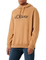 Bluzy męskie - s.Oliver Big Size męska bluza z logo z kapturem, brązowa, 5XL, brązowy, 5XL - miniaturka - grafika 1