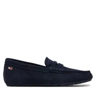 Mokasyny damskie - Mokasyny Tommy Hilfiger Flag Soft Suede Driver Loafer FW0FW08558 Granatowy - miniaturka - grafika 1