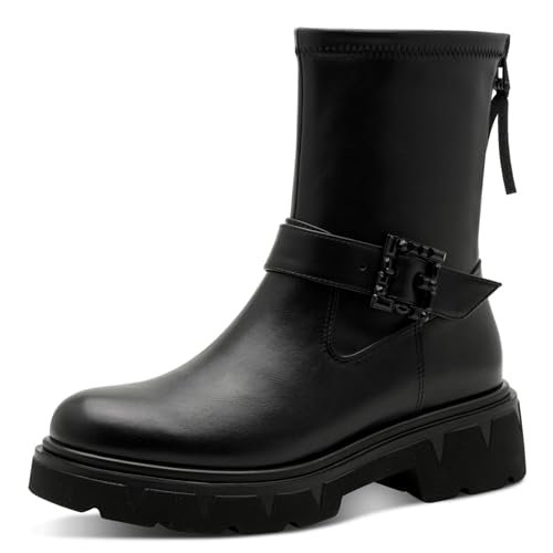 Marco Tozzi Damskie 2-25463-45 modne kozaki, czarne jednolite, 38 EU, black uni, 38 EU