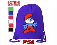 Torby szkolne - WOREK SZKOLNY NA WF BUTY SPORTOWY DLA DZIECKA SMERFY 5 WZORÓW + IMIĘ - miniaturka - grafika 1