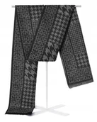 Apaszki i szaliki męskie - Szal Szalik Męski Ciepły Zimowy Grafitowo - Czarny W Pepitkę - miniaturka - grafika 1