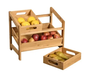 Półka kuchenna bambusowa h40x35 cm na Owoce Warzywa Warzywnik Organizer - Półki do kuchni - miniaturka - grafika 1