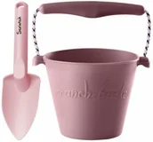 Zabawki do piasku - Zestaw plażowy wiaderko i łopatka Scrunch - Pudrowy Róż - miniaturka - grafika 1