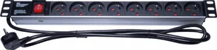 Kabel zasilający PremiumCord PremiumCord Panel napájecí 1U do 19" racku, 8x230V, přepěťová ochrana, 2m kabel, vypínač - Kable - miniaturka - grafika 1