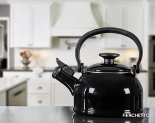 Czajnik emaliowany Forchetto Retro czarny 1,6l z gwizdkiem - Czajniki na gaz - miniaturka - grafika 1