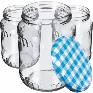 Szklane słoiki Jukka 720ml 64 szt. 82mm + wieczka "Niebieska Krata" - Pojemniki kuchenne - miniaturka - grafika 1