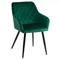 Krzesła - Green HowHomely HowHomely Zielone krzesło tapicerowane Rico Black Dark HowHomely HH-1596BDG - miniaturka - grafika 1