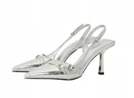 Czółenka - EVEN&ODD SREBRNE CZÓŁENKA Z PASKIEM I SZPILKĄ LAKIEROWANE 43 T6A - miniaturka - grafika 1