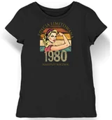 Koszulki i topy damskie - Koszulka damska na 45 urodziny 1980 najlepszy rocznik czarna XS - miniaturka - grafika 1