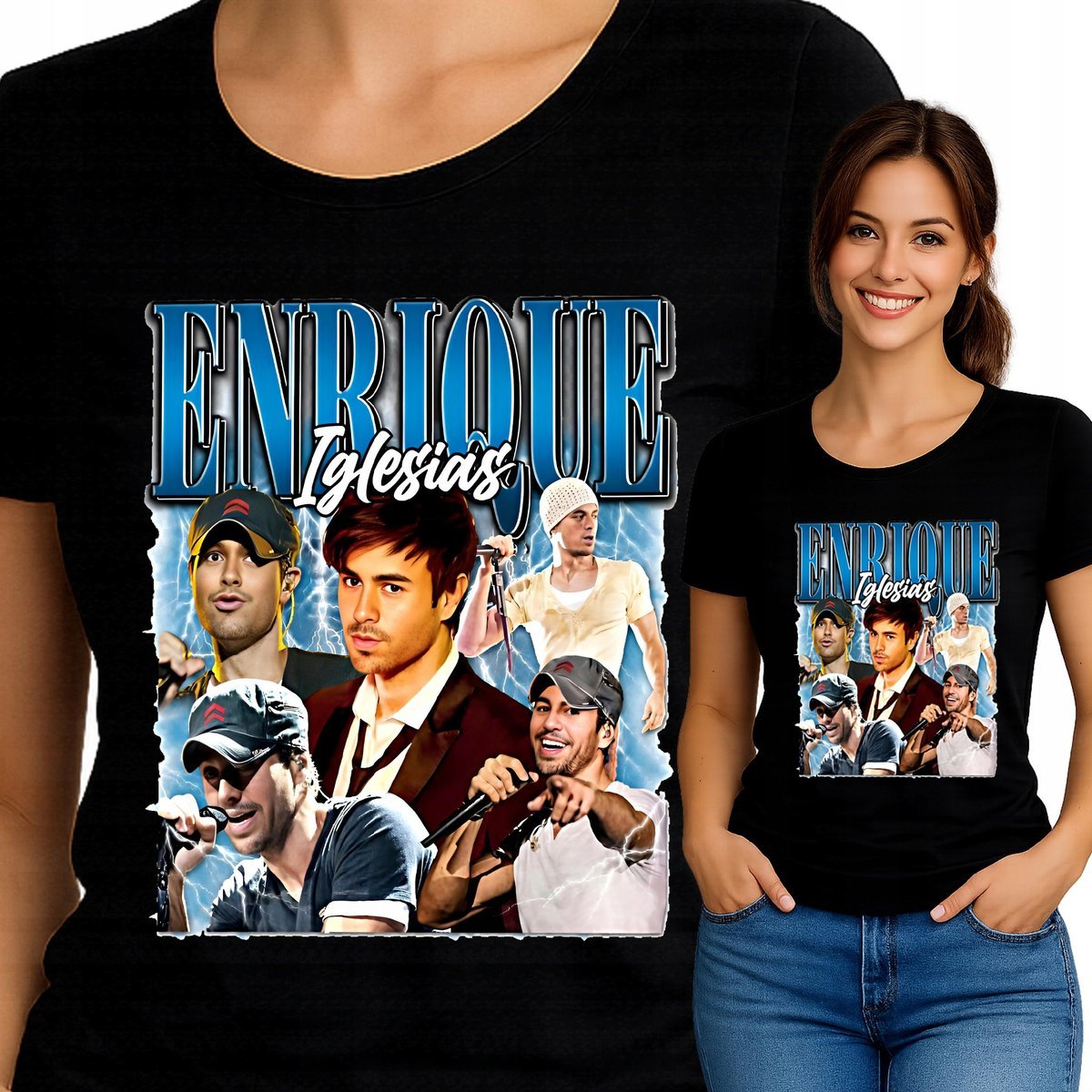 Koszulka Damska Enrique Iglesias T-Shirt Bootleg Premium L Czarna P430
