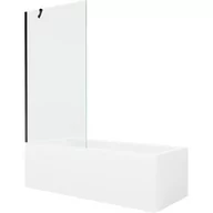 Wanny - Mexen Cubik wanna prostokątna 150 x 70 cm z obudową i parawanem 1-skrzydłowym 90 cm, transparent, czarny - miniaturka - grafika 1