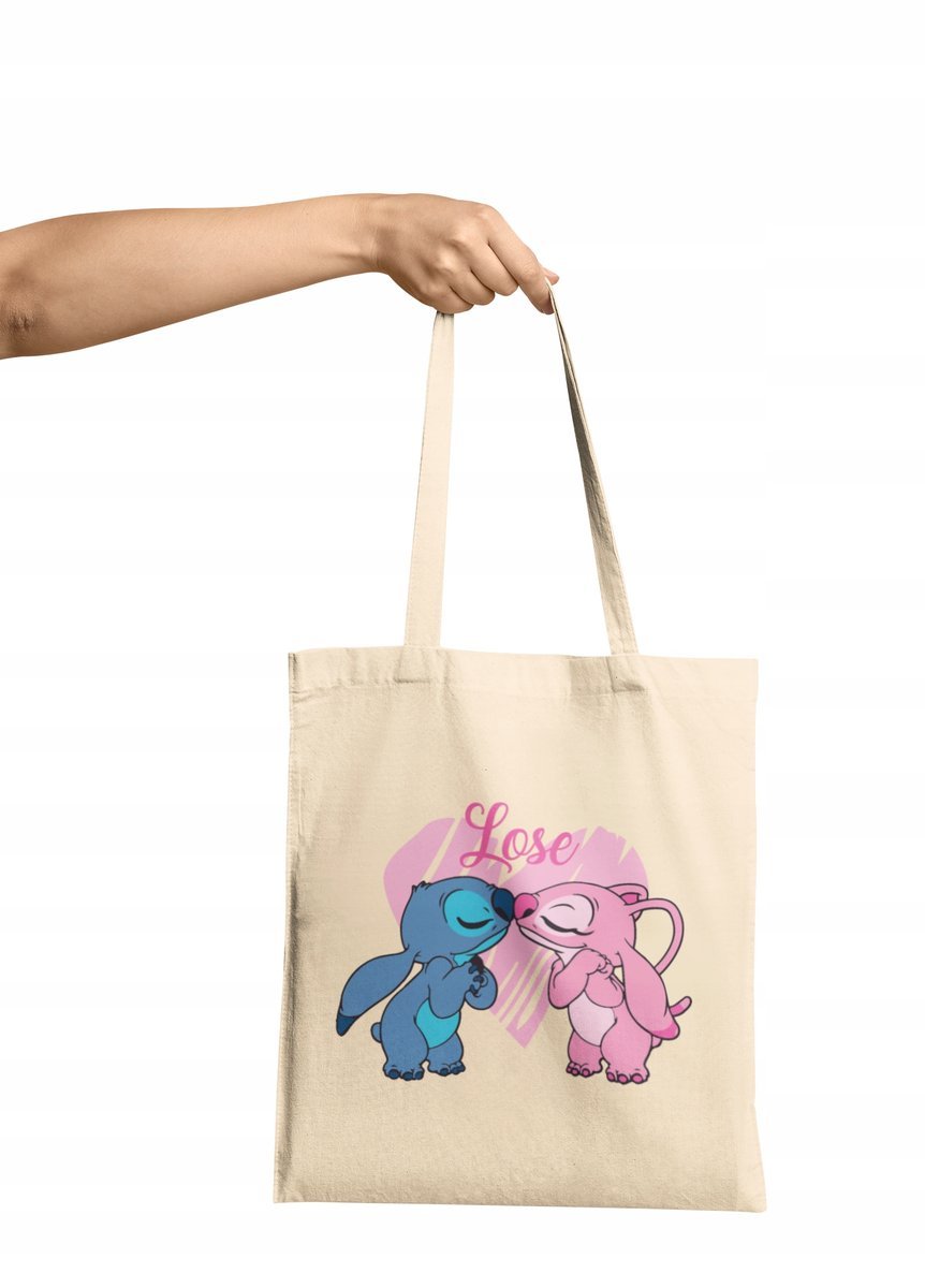 Torba Shopper Materiałowa Na Ramię Prezent Dla Fanki Lilo & Stitch & Angel
