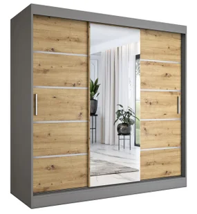 Szafa Przesuwna 200 Cm Antracyt + Dąb Artisan Alfinete - Szafy - miniaturka - grafika 1