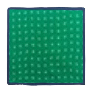 Poszetka jedwabna zielona w kropki obszyta ręcznie EM 39 - EM Men's Accessories - Krawaty i muchy męskie - miniaturka - grafika 1