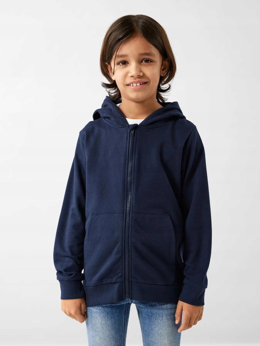 NAME IT BLUZA DZIECIĘCA Z KAPTUREM GRANATOWA Z KIESZENIAMI 122/128 12FA
