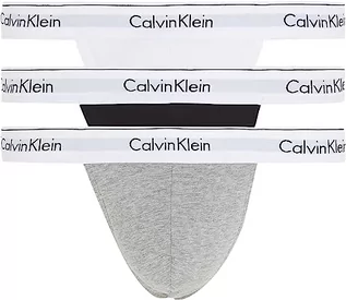 Majtki damskie - Calvin Klein Stringi męskie, Czarny, biały, szary wrzos, XL - grafika 1