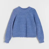 Swetry dla dziewczynek - Reserved - Sweter z reglanowym rękawem - Niebieski - miniaturka - grafika 1