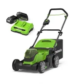 Kosiarki - Zestaw kosiarka akumulatorowa Greenworks G24X2LM41K2x 24V 41cm + 2x akumulator 2Ah + ładowarka dual - miniaturka - grafika 1