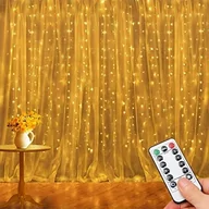 Oświetlenie świąteczne - Łańcuch Świetlny, 2,4 M X 1,8 M, Kurtyna Led Z Timerem, 8 Trybów, Pilot Zdalnego Sterowania, Zasilanie Usb, Wodoodporne Łańcuchy Świetlne Ip65, Na B.. - miniaturka - grafika 1