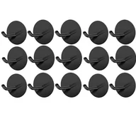 Ręczniki - zestaw 15 wieszaków na ręczniki [okrągłych] bez wiercenia do łazienki, toalety i kuchni - wielofunkcyjne haczyki [samoprzylepne] - montaż na ścianie haczyki samoprzylepne ze stali nierdzewnej haczyki na szlafroki samoprzylepne haczyki na płaszcze [czarne] - miniaturka - grafika 1