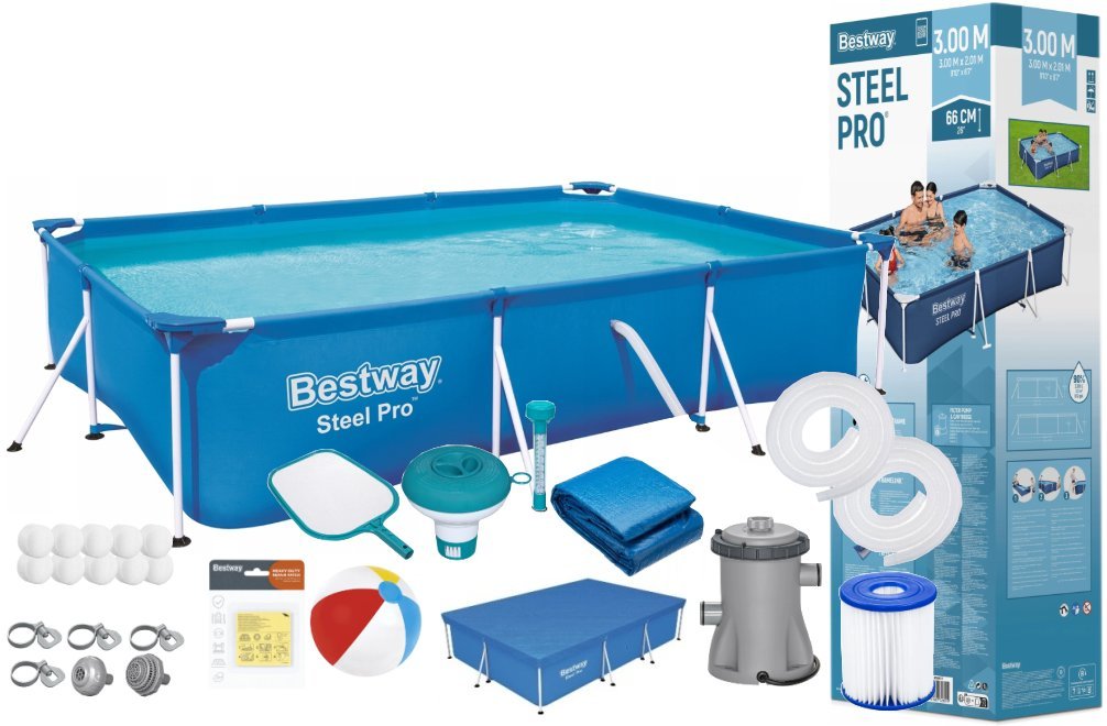 Bestway BASEN STELAŻOWY OGRODOWY 56411 300x201x66 POMPA POKRYW