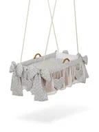Łóżeczka i kojce - Kosz Mojżesza kołyska wisząca- Grochy na szarym - miniaturka - grafika 1