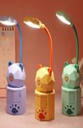 Lampy stojące - LAMPKA BIURKOWA LED KOTEK POMARAŃCZ - miniaturka - grafika 1
