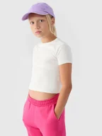 Koszulki dla dziewczynek - 4F T-shirt gładki dziewczęcy - biały 164 (13-14 lat) - miniaturka - grafika 1