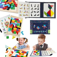 Układanki dla dzieci - Tangram Klocki Magnetyczne Drewniana Układanka Xl Gra Logiczna Puzzle - miniaturka - grafika 1