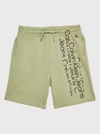 Spodenki damskie - Calvin Klein Jeans Szorty sportowe Repeat Inst. Logo IB0IB01500 Zielony Regular Fit - miniaturka - grafika 1