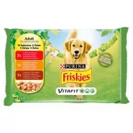 Mokra karma dla psów - FRISKIES Karma dla psów wołowina kurczak i jagnięcina w galaretce 4x100g - miniaturka - grafika 1