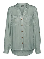 Koszulki i topy damskie - VERO MODA Vmbumpy L/S koszulka damska New WVN Noos koszulka z długim rękawem, Laurel Wreath/Stripes:snow White, S - miniaturka - grafika 1