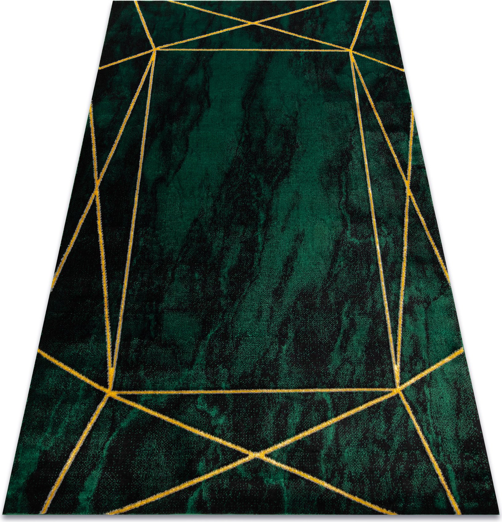 Dywan EMERALD ekskluzywny 1022 glamour, stylowy geometryczny, marmur butelkowa zieleń / złoty zielony 240x330 cm