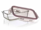 Pojemniki kuchenne - Pojemnik szklany na żywność Lora 1450ml - bordowa przykrywka - miniaturka - grafika 1