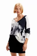 Swetry damskie - Desigual Sweter damski fotinblack_pull Sweater, biały, M - miniaturka - grafika 1