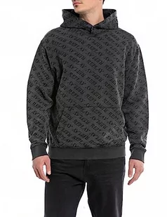 Replay Męska bluza z kapturem, krój regular fit, 099 Blackboard, 3XL - Bluzy męskie - miniaturka - grafika 1